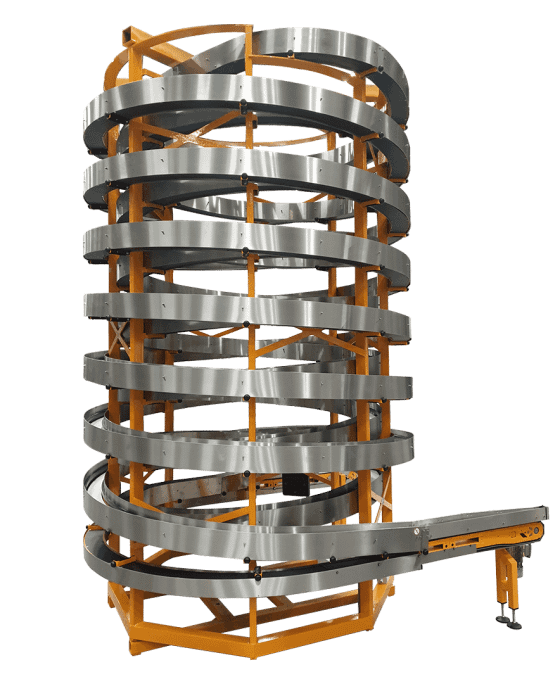 Transportador espiral con retardo de tiempo